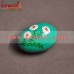 Simple Floral Hand Painted Pattern on Green Base - Decorative Wooden Easter Eggs