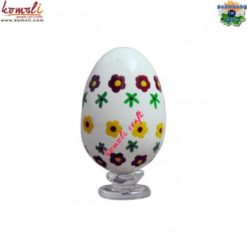 Flower on White Wooden Hand Painted Decorative Easter Egg