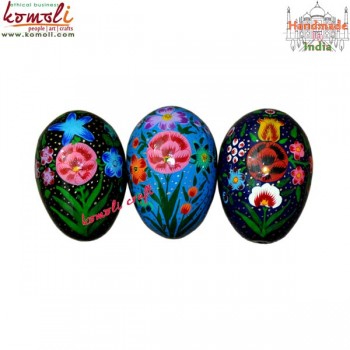 Multi Color Floral Pattern Hand Painted Decorative Wooden Easter Theme Eggs - Customized Colors