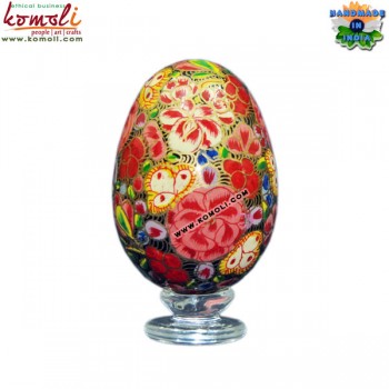 Multi-Color Flowers Hand Painted Decorative Wooden Easter Egg