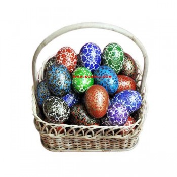 Multi-Color Floral Pattern of Hand Painted Wooden Easter Decorative Eggs