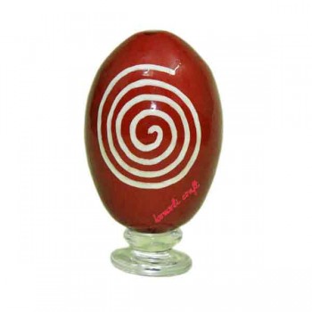 Ultra Red Hand Painted Wooden Egg with Spiral Desing - Customized Designs