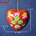 Upcycled Ecofriendly Red Heart Handpainted Paper Mache X-mas Hanging Ornament Decoration