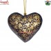 Golden Chinar Leaf Design Holiday Decoration - Paper Mache Heart Shape Christmas Ornament Tree Hanging