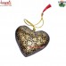 Golden Chinar Leaf Design Holiday Decoration - Paper Mache Heart Shape Christmas Ornament Tree Hanging