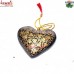 Golden Chinar Leaf Design Holiday Decoration - Paper Mache Heart Shape Christmas Ornament Tree Hanging