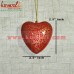 Puffy Red Heart Holiday Decoration - Hand Painted Paper Mache Christmas Ornament