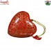 Puffy Red Heart Holiday Decoration - Hand Painted Paper Mache Christmas Ornament