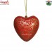 Puffy Red Heart Holiday Decoration - Hand Painted Paper Mache Christmas Ornament