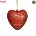 Puffy Red Heart Holiday Decoration - Hand Painted Paper Mache Christmas Ornament