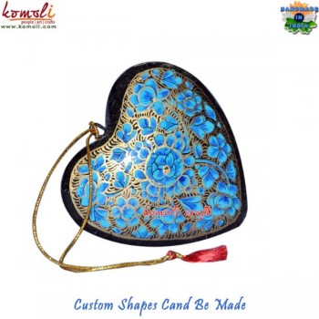 Floral Design in Electric Blue and Black - Festival and Holiday Decoration Heart Shape Hanging