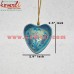 Golden Chinar Leaf Design on Blue Back - Drop - Holiday Decoration Christmas Ornament Hanging Heart 