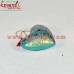 Golden Chinar Leaf Design on Green Floral Pattern - Holiday Decoration Puffy Heart Hanging Ornament