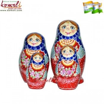 Speechless Nesting Dolls Set - Hand Painted Paper Mache Artwork - Set Of 4 Dolls