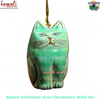 Pussy Cat Christmas Tree Hanging Ornament | Holiday Decoration - Handmade and Hand Painted