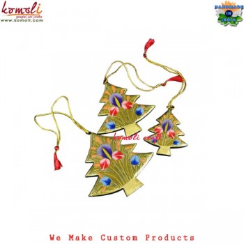 Green Multi Color Chinar Tree - Christmas Hanging Tree Ornaments - Hand Painted Cutout