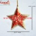 Red Chinar Leaf Design X-mas Decoration Heart Bell and Star - Hand Painted Holiday Decor