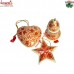 Red Chinar Leaf Design X-mas Decoration Heart Bell and Star - Hand Painted Holiday Decor