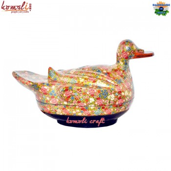 Recycled Oversize Handmade Hand Painted Animal Keepsake Paper Mache Vintage Duck Box For Home Decoration