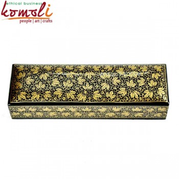 Golden Chinar Paper Mache - Rectangular Hand Pained Wooden Keepsake Box