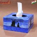Blue Ocean Tree Large Tissue Holder - Hand Painted Wooden Decorative Tissue Box