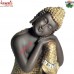 Resting Buddha With Golden Designer Adorns - 7 Inches Poly Resin Statue
