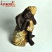 Resting Buddha With Golden Designer Adorns - 7 Inches Poly Resin Statue