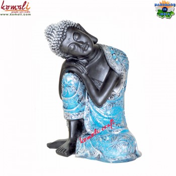 Calm Pose of Buddha in Royal Blue Adorns - (9 Inches)