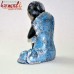 Calm Pose of Buddha in Royal Blue Adorns - (9 Inches)