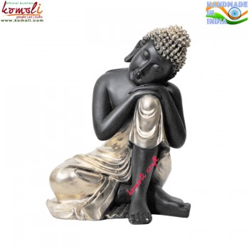 Calm Pose of Buddha in Golden Adorns - (Large 10 1/2 Inches)