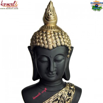 Glorious Poly Resin Buddha Head with Crown (Large -  15 Inch)
