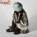 Calm Pose of Brown Buddha in Plain Silver Adorns - (10.5 Inches)