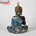 Meditating Buddha Blue Adorns With Crown - (10 Inches) Poly Resin Home Decoration Piece