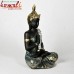 Meditating Buddha Blue Adorns With Crown - (10 Inches) Poly Resin Home Decoration Piece
