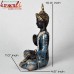 Meditating Buddha Blue Adorns With Crown - (10 Inches) Poly Resin Home Decoration Piece