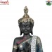 Meditating Buddha Blue Adorns With Crown - (10 Inches) Poly Resin Home Decoration Piece