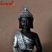Meditating Buddha Silver Adorns With Tea Lite Holder - 11 Inches Poly Resin Buddha Statue