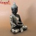 Meditating Buddha Silver Adorns With Tea Lite Holder - 11 Inches Poly Resin Buddha Statue