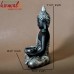Meditating Buddha Silver Adorns With Tea Lite Holder - 11 Inches Poly Resin Buddha Statue