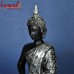 Meditating Buddha Silver Adorns With Crown - (11 Inches) Poly Resin Buddha Statue Home Decoration