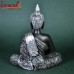 Meditating Buddha Silver Adorns With Crown - (11 Inches) Poly Resin Buddha Statue Home Decoration