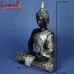 Meditating Buddha Silver Adorns With Crown - (11 Inches) Poly Resin Buddha Statue Home Decoration