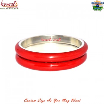 Ruddy Red Brass Resin Red Twin Bangle Set Red Color Custom Color Available