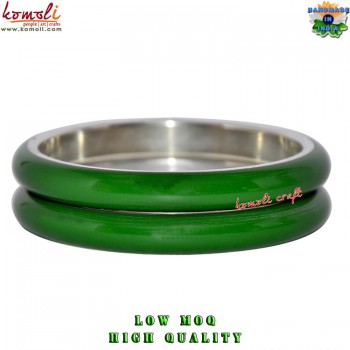 Viridity Green Twin Set Brass Resin Bangle - Custom Colors and Size