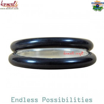 Black Twins Acrylic Resin Brass Core Bangle Bracelet