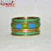 Green Chips - Set of 7 Brass and Resin Bangles Bracelets Handmade Jewellery