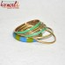 Green Chips - Set of 7 Brass and Resin Bangles Bracelets Handmade Jewellery