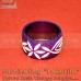 Two Tone Purple White Flower Carving Wide Resin Carved Bangle Bracelet