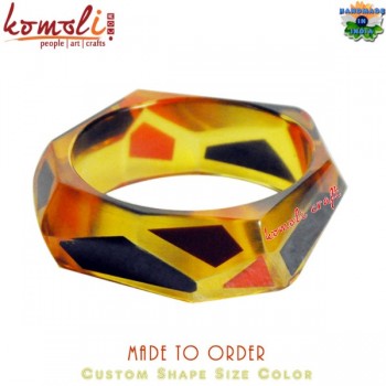 Faceted Diamond Cut Fruity Transparent Acrylic Resin Bangle 