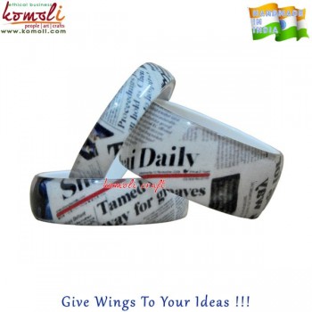 The Headlines Today - Fabric Inserted News Print Printed Bangles - Customize Your Fashion Statement